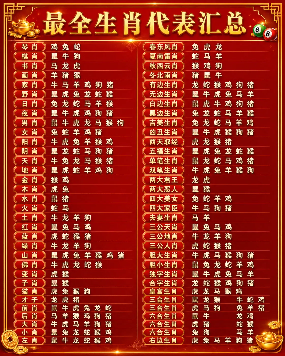 2026生肖表 1